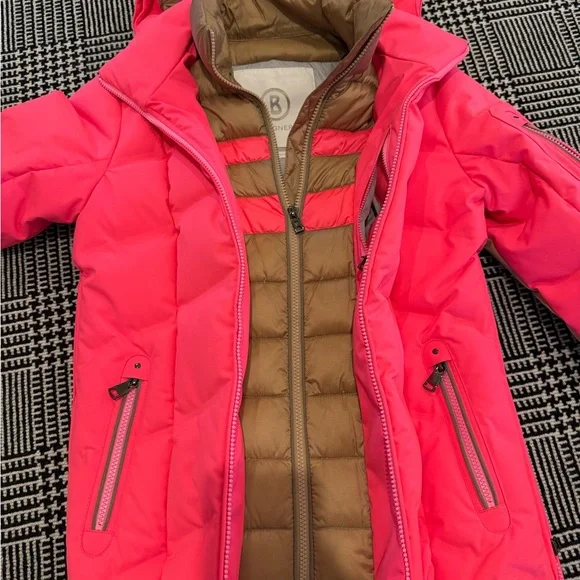 Bogner Vibrant Pink and Tan Ski Jacket - Picture 2 of 6